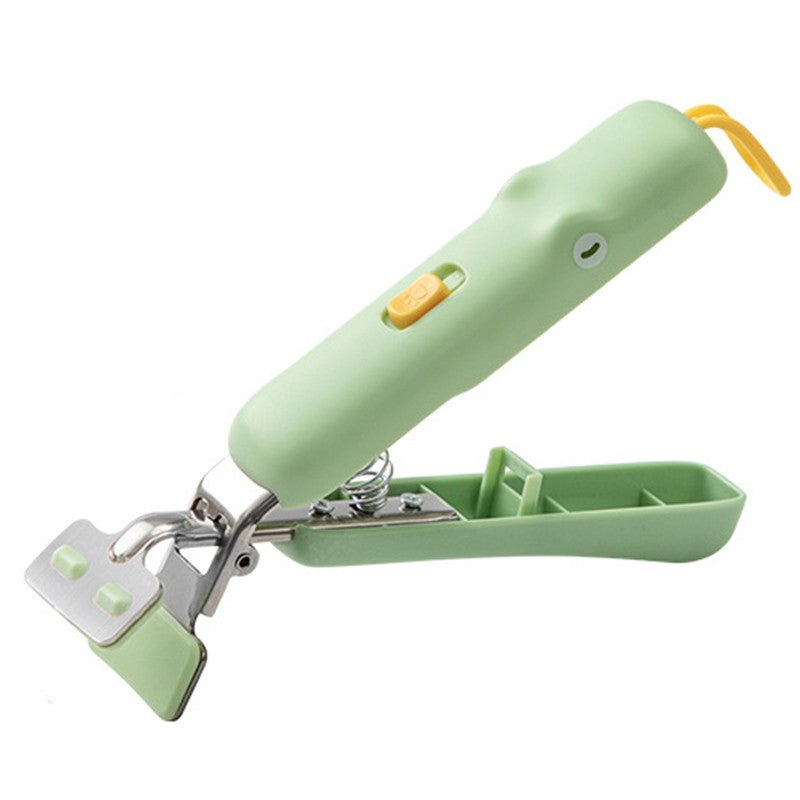 Clema pentru Boluri, Vivimall, Anti-Alunecare, din Silicon, de Uz Casnic, Rezistent la Temperaturi Inalte, Model Animat, Maner si Cleste Inox, 12.5x3.6 cm, Verde - vivimall.ro