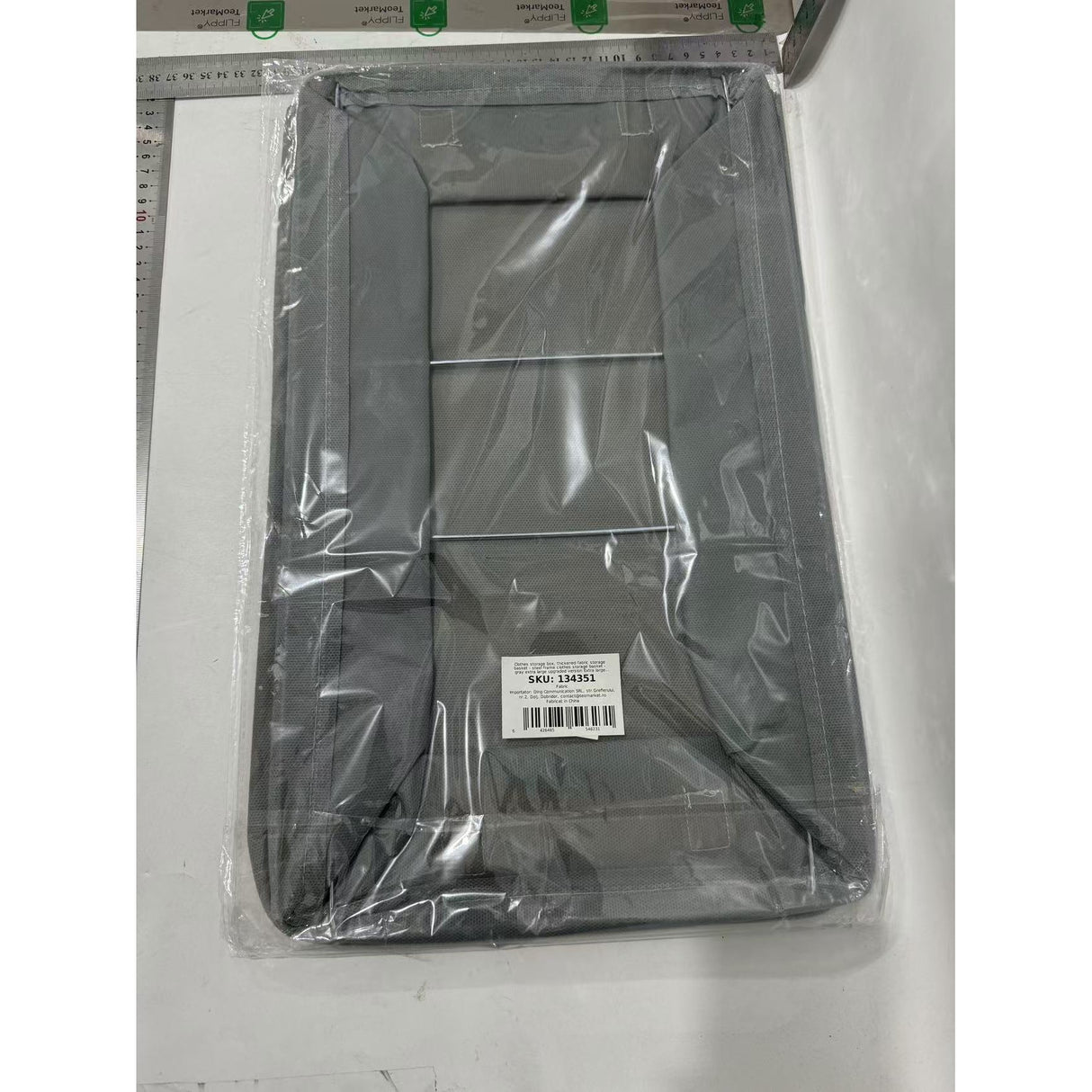 Cutie Depozitare Vivimall, pentru Haine, lucruri, din Textil cu Cadru Metalic, Manere Laterale, forma Dreptunghiulara, 47 x 28 x 20 cm, volum 26 L, Gri - vivimall.ro