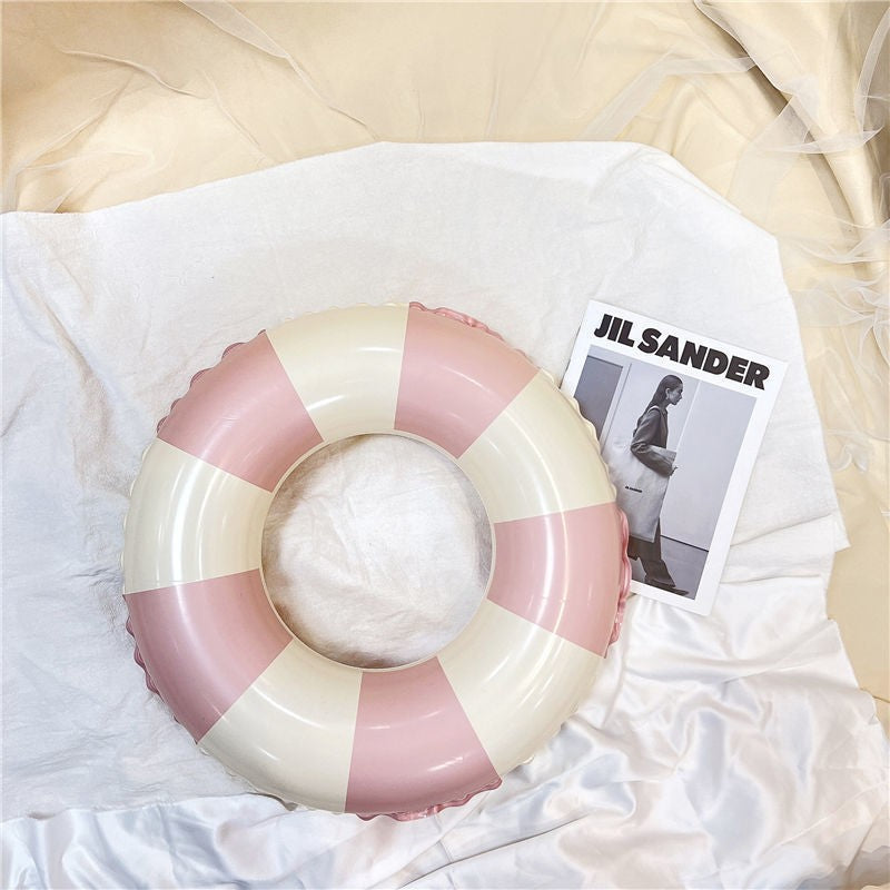 Colac de inot gonflabil pentru copii, In dungi Roz- Galben, Vivimall, diametru 66 cm - vivimall.ro