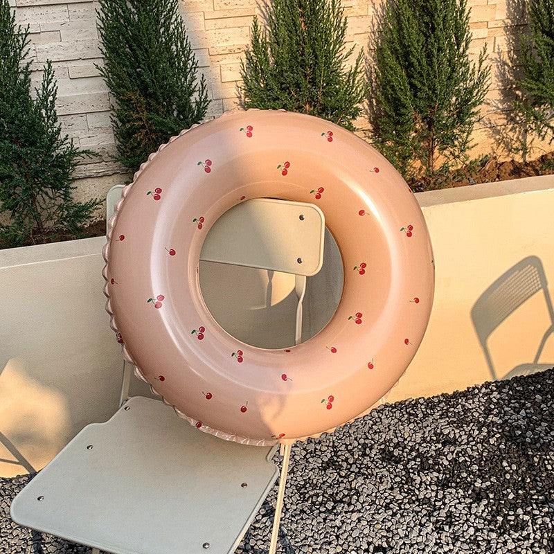 Colac de inot gonflabil pentru copii, Portocaliu, Model cu cirese, Vivimall, diametru 70 cm - vivimall.ro