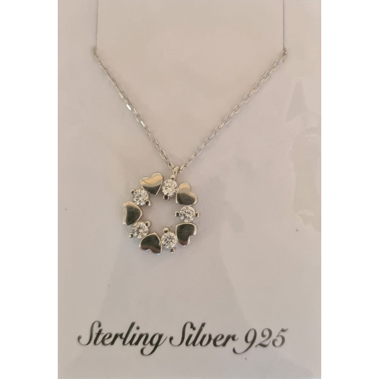 Colier Argint 925 Coronita din 5 Inimi, cu Zirconiu, Alb - vivimall.ro