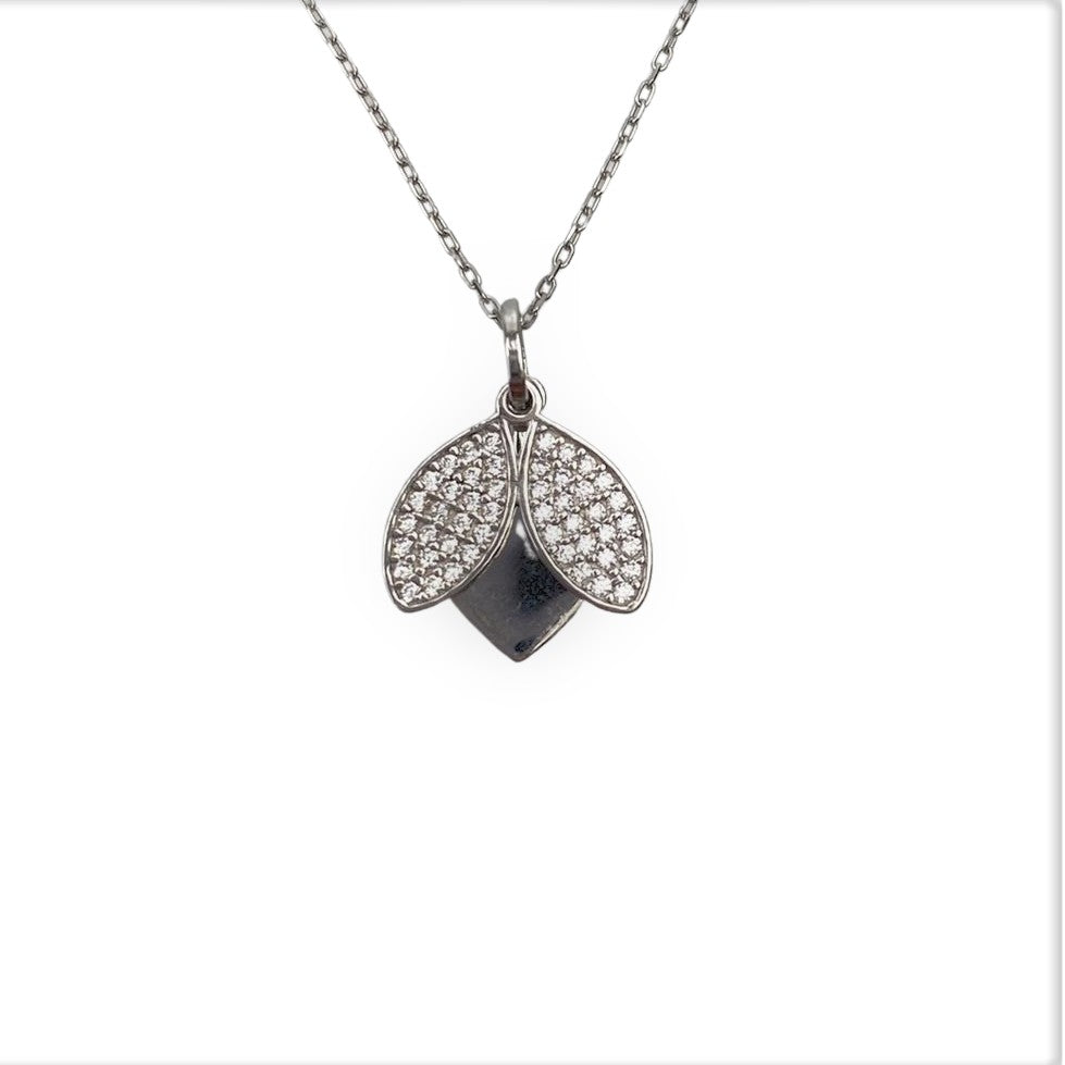 Colier Argint 925, Inima cu Buburuza cu Zirconii Albe 42 cm - vivimall.ro