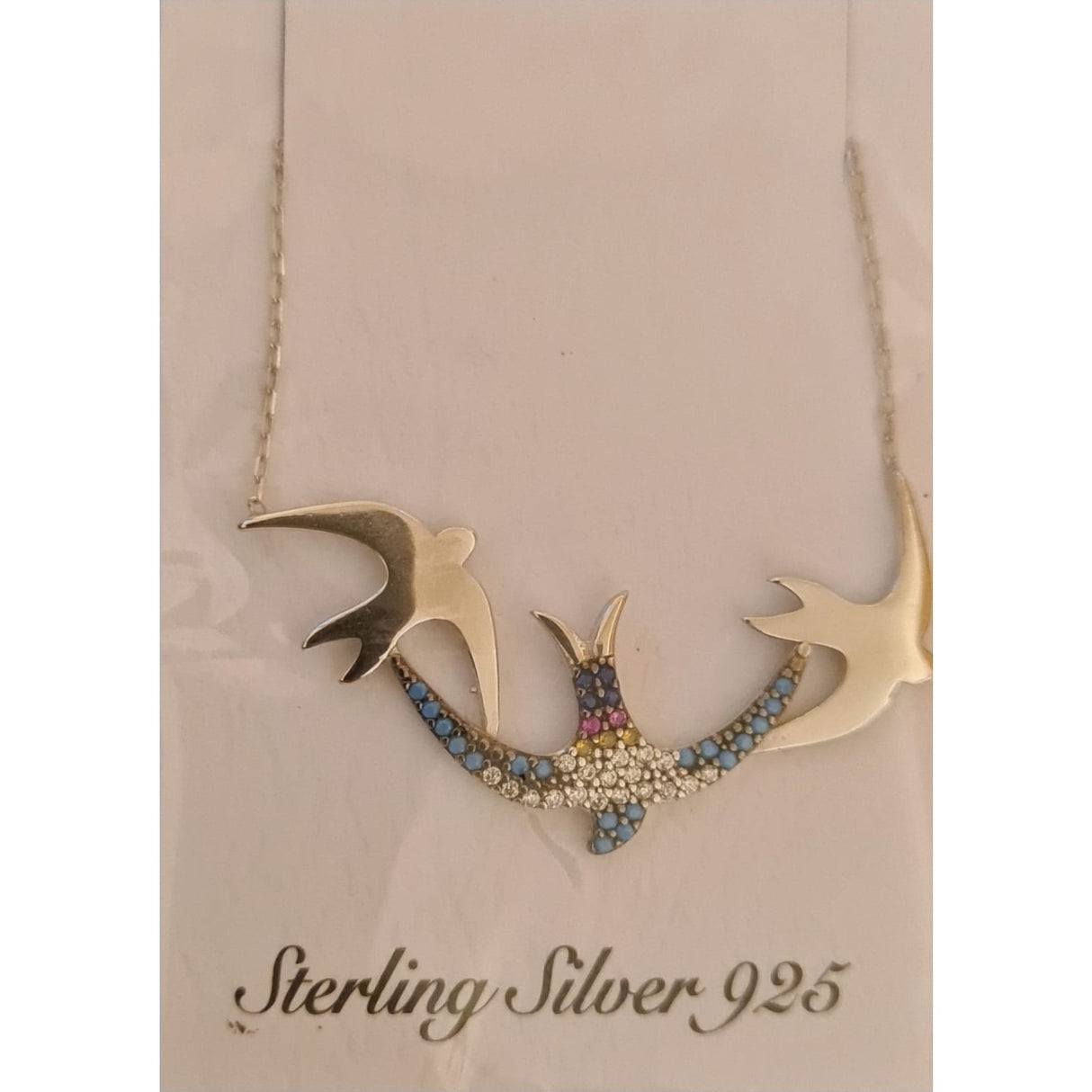 Colier Argint 925 Randunele Cu Zirconiu - vivimall.ro