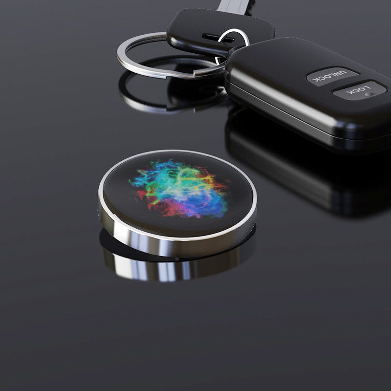 Detaliu efect galaxie spinner giroscopic Flippy din oțel inoxidabil, unghi lateral, 0.6 cm grosime