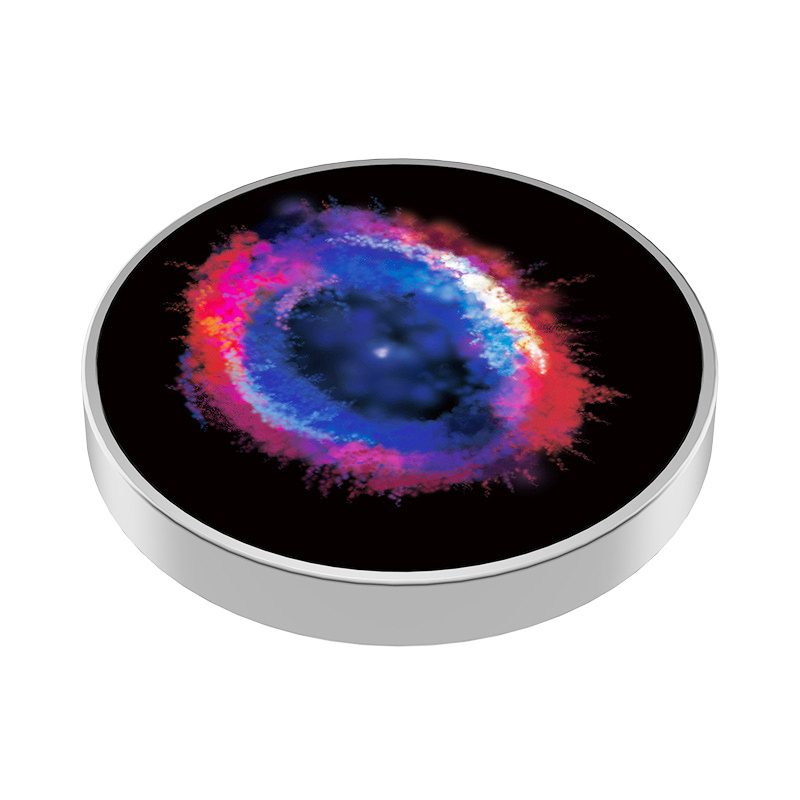 Spinner giroscopic metalic Flippy Galaxy in Eridanus din oțel inoxidabil, vedere frontală, 3.8 cm