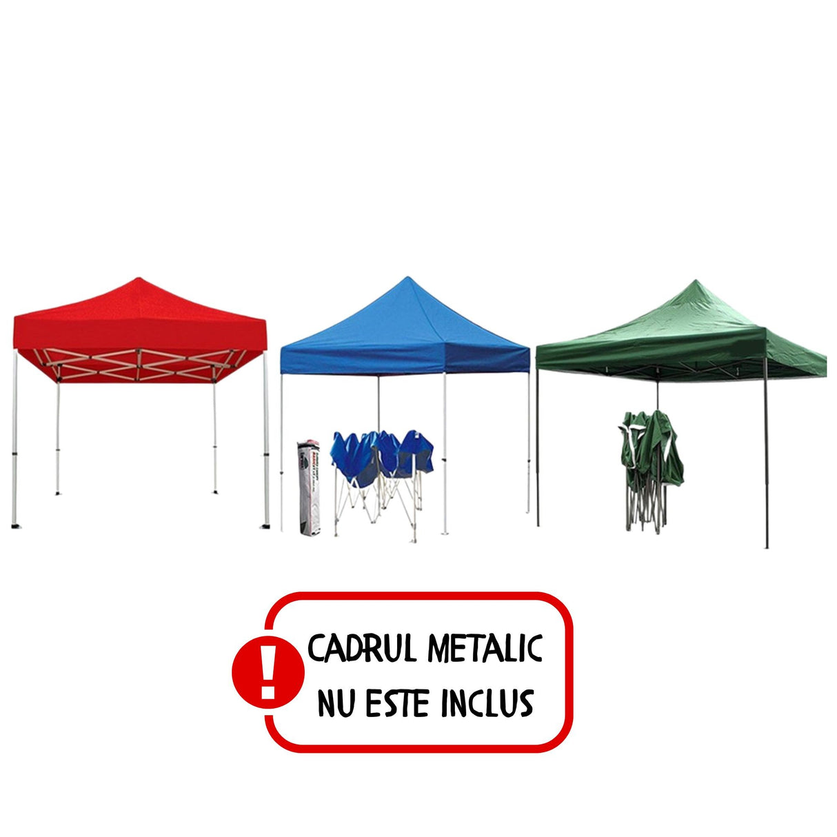 Acoperis cort pavilion Flippy roșu 3x3 m montat în grădină, vedere laterală