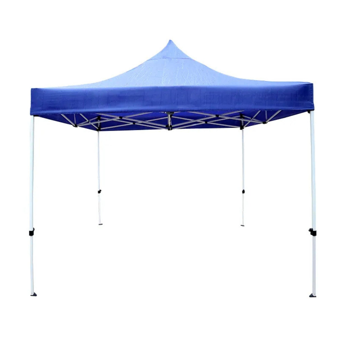 Copertină Flippy 3x3 m montată pe pavilion în grădină, protecție UV și ploaie, albastru