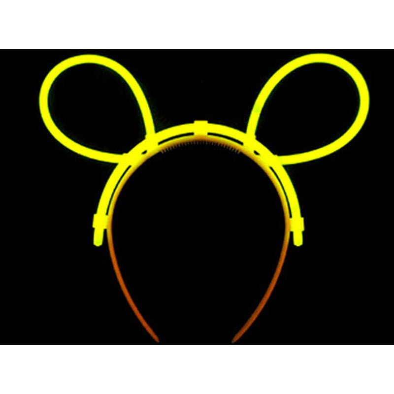 Cordeluță decorativă fluorescentă galben Vivimall purtată ca accesoriu festiv, vedere sus