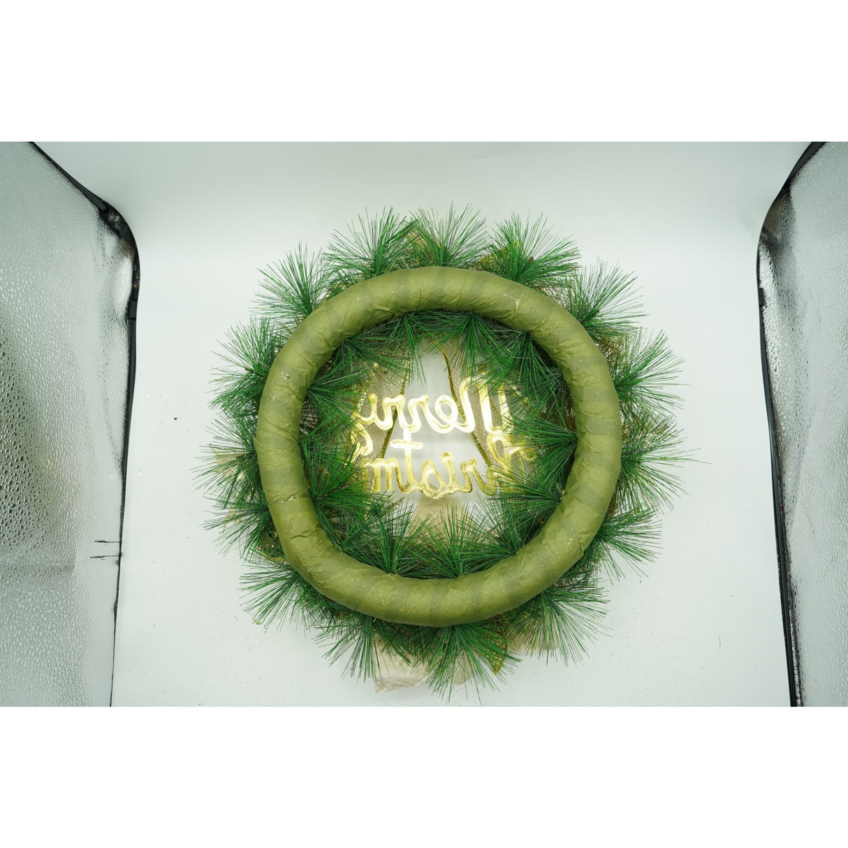 Coronita de Craciun pentru usa, Verde-Auriu, 40 cm, PVC, Artificiala, Decorata, Interior/Exterior, Flippy - vivimall.ro