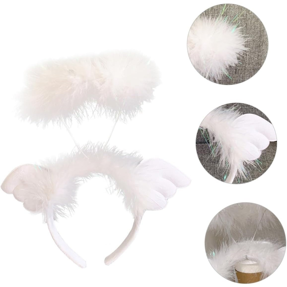 Coronita de Ingeras pentru Copii, Vivimall, Bentita cu Aura, Marime Universala, Alb - vivimall.ro