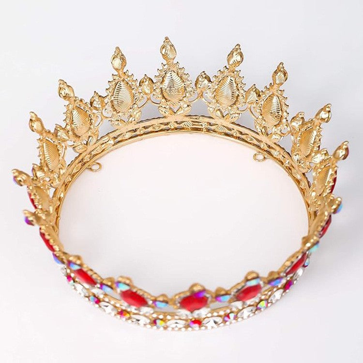 Diadema, Vivimall, din Aliaj, cu Cristale, Accesoriu Par, Aniversare, Nunta, Petrecere, 15 x 5.3 x 12.5 cm, Rosu/Alb - vivimall.ro
