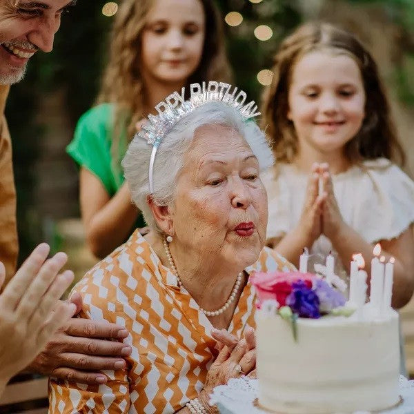 Coronita Decorativa pentru Petreceri, Vivimall, Tema Aniversare, Model Happy Birthday, Marime Universala, Argintiu - vivimall.ro