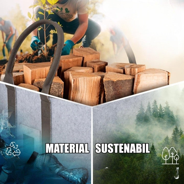 Cos Multifunctional pentru Rufe Murdare, Cos Depozitare, Vivimall, Gri, 50x34x32, Geanta Durabila pentru Lemne si Accesorii - vivimall.ro