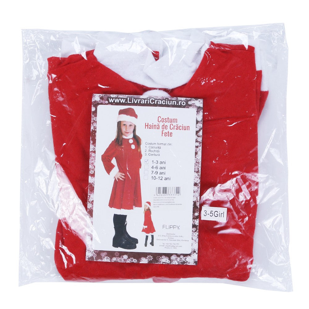 Costum Craciunita Flippy® Fata, 1-3 ani, 3 piese, Polar - vivimall.ro