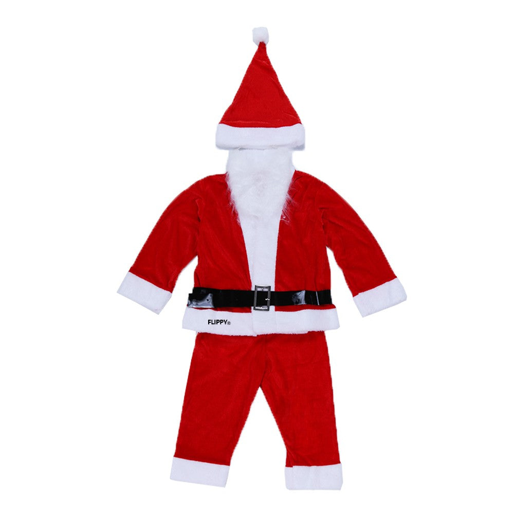 Costum Mos Craciun Flippy® Baiat, 1-3 ani, 5 piese, aproximativ 63 cm, Catifea - vivimall.ro