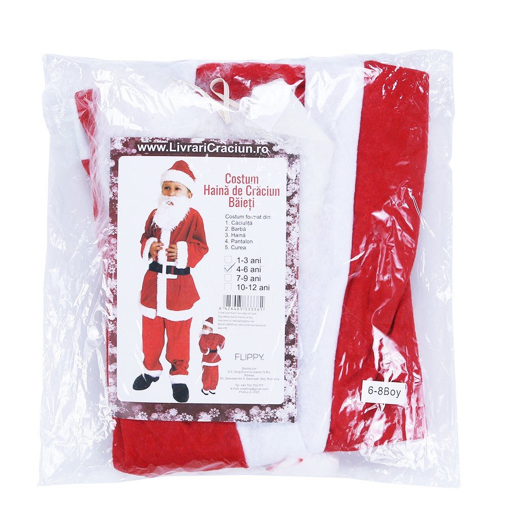 Costum Mos Craciun Flippy® Baiat, 4-6 ani, 5 piese, Polar - vivimall.ro