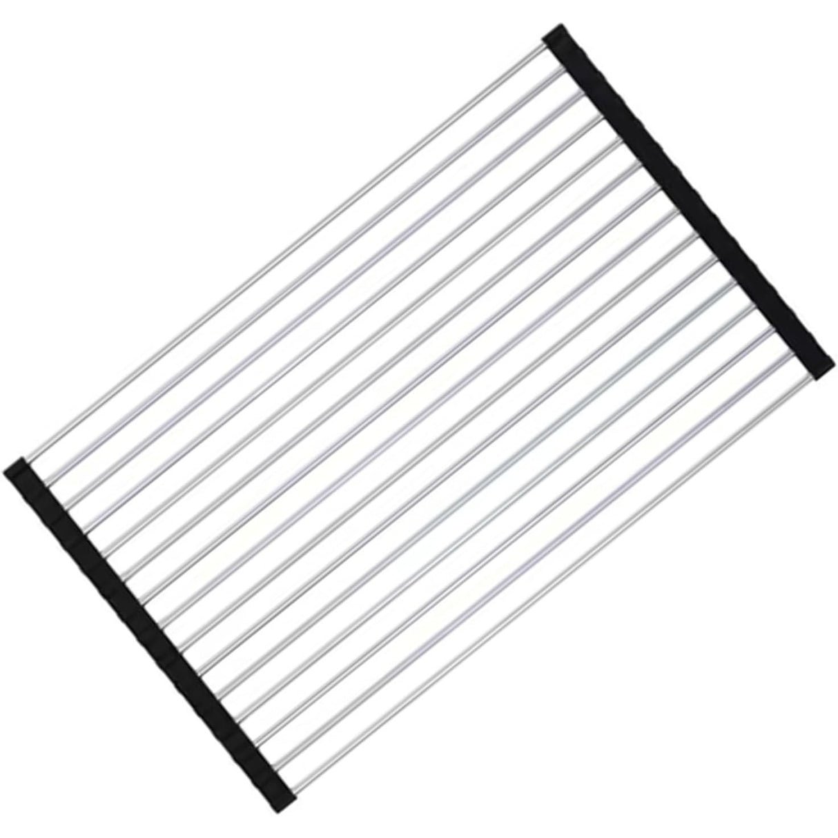 Covoras de Scurgere pentru Chiuveta Bucatarie, din Otel Inoxidabil, Suport Chiuveta, Pliabil, Antiderapant, Usor de Curatat si de Depozitat, 37x30 cm, 15 Tuburi, Negru - vivimall.ro