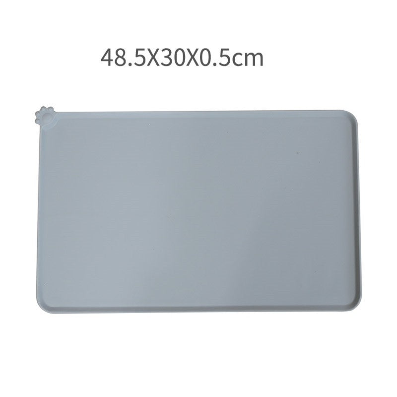 Covoras din silicon pentru animale Vivimall, pentru bol de apa si mancare, antiderapant, margini ridicate pentru a mentine apa, 48.5x30 cm, Gri - vivimall.ro