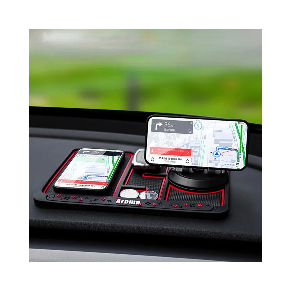 4 az 1-ben csúszásgátló műszerfali autószőnyeg/támasztópárna, univerzális, autós telefontartó, tablet, GPS, 360°-ban forgatható, multifunkcionális, telefonszám, aroma