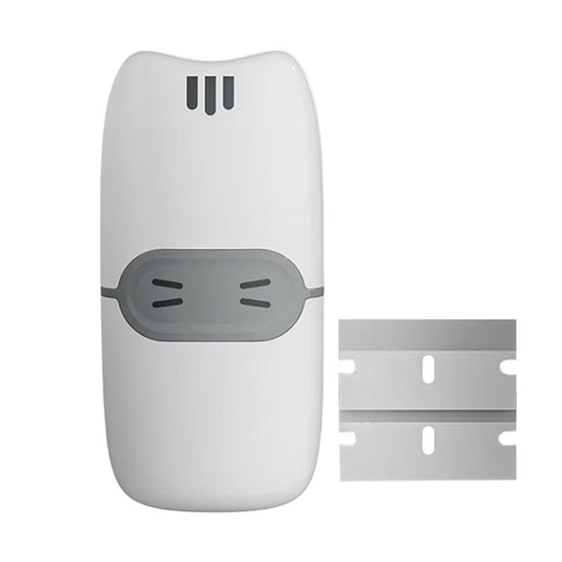 Racletă mini de curățare Vivimall din ABS și metal, alb/gri, vedere frontală cu mâner ergonomic
