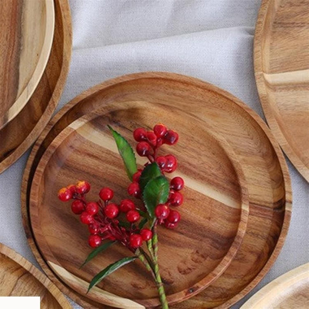 Farfurie din Lemn, Vivimall, Rotunda, pentru Alimente sau Decor, 20 x 1.5 cm, Natur - vivimall.ro
