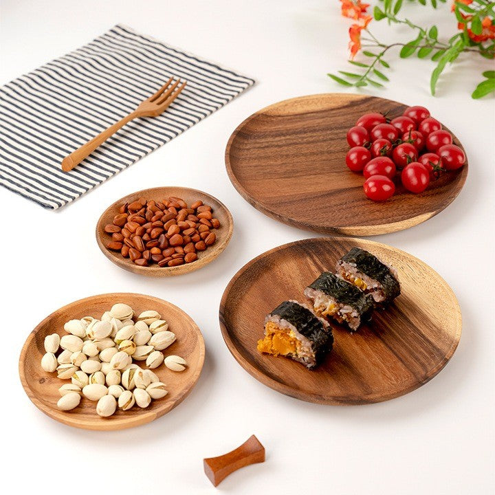 Farfurie din Lemn, Vivimall, Rotunda, pentru Alimente sau Decor, 25 x 1.5 cm, Natur - vivimall.ro