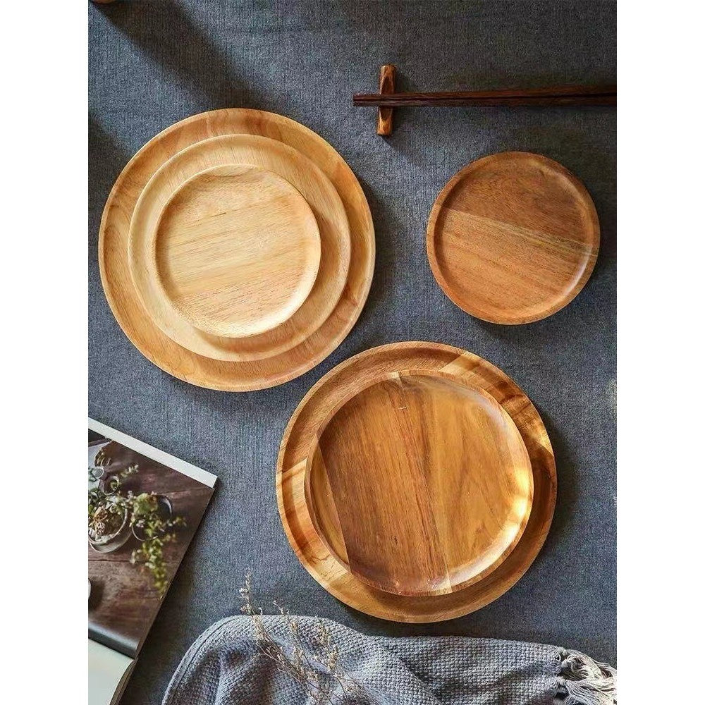 Farfurie din Lemn, Vivimall, Rotunda, pentru Alimente sau Decor, 30 x 1.5 cm, Natur - vivimall.ro