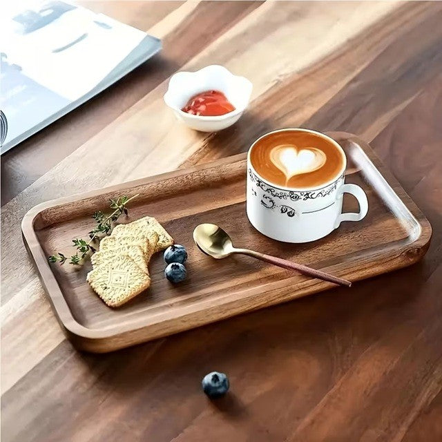 Tava din Lemn, Vivimall, Dreptunghiulara, pentru Alimente sau Decor, 20 x 12 x 1.5 cm, Natur - vivimall.ro