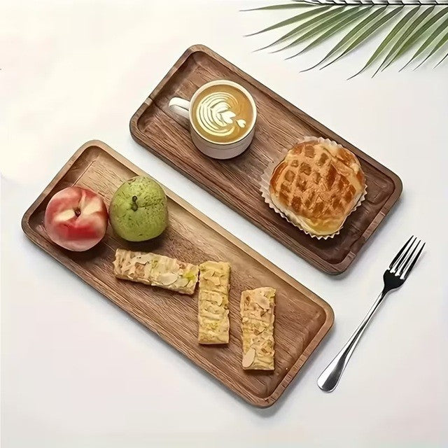 Tava din Lemn, Vivimall, Dreptunghiulara, pentru Alimente sau Decor, 25 x 15 x 1.5 cm, Natur - vivimall.ro
