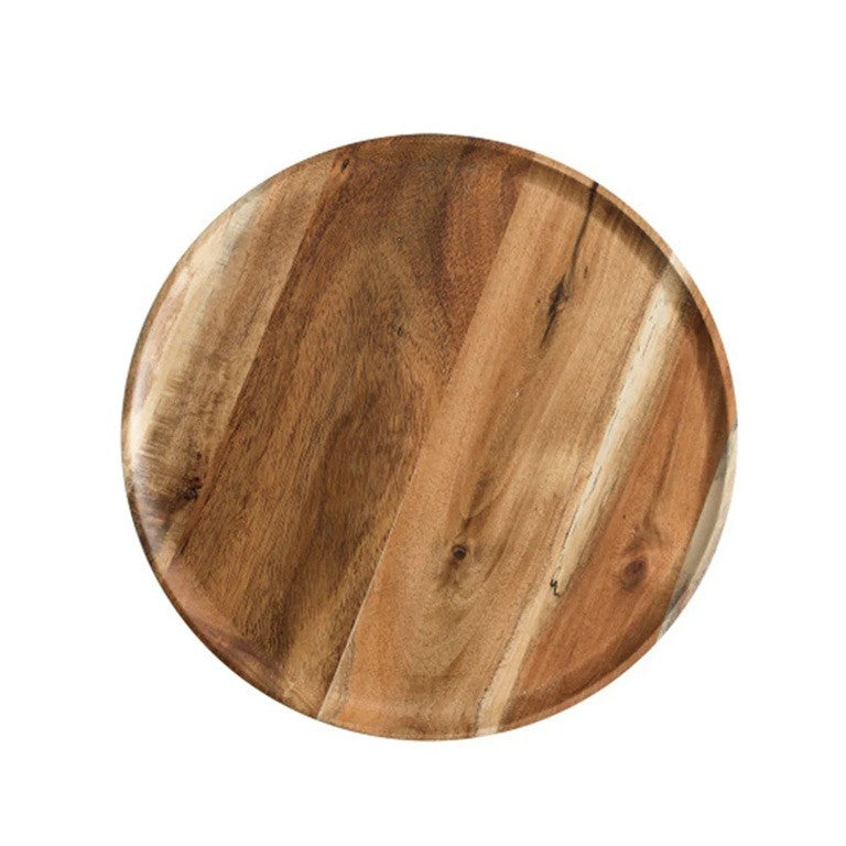 Farfurie din Lemn, Vivimall, Rotunda, pentru Alimente sau Decor, 25 x 1.5 cm, Natur - vivimall.ro