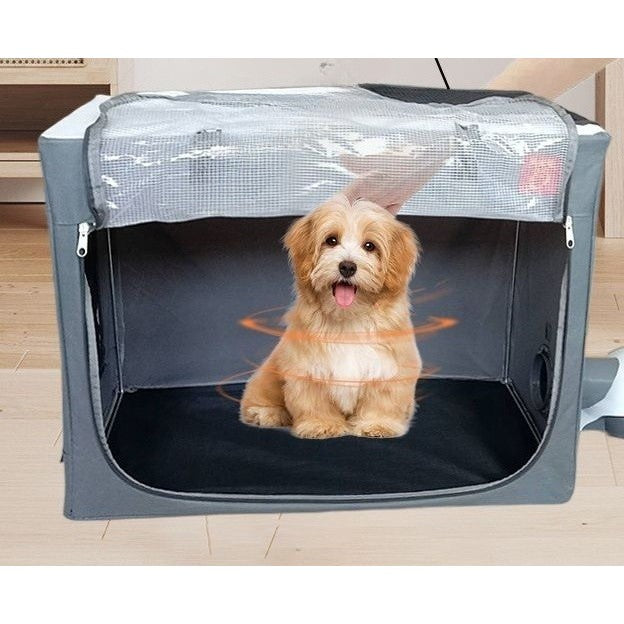 Cusca Animale pentru Uscare Blana, Vivimall, din Textil, Fereastra Transparenta, 53 x 36 x 42 cm, Maro - vivimall.ro