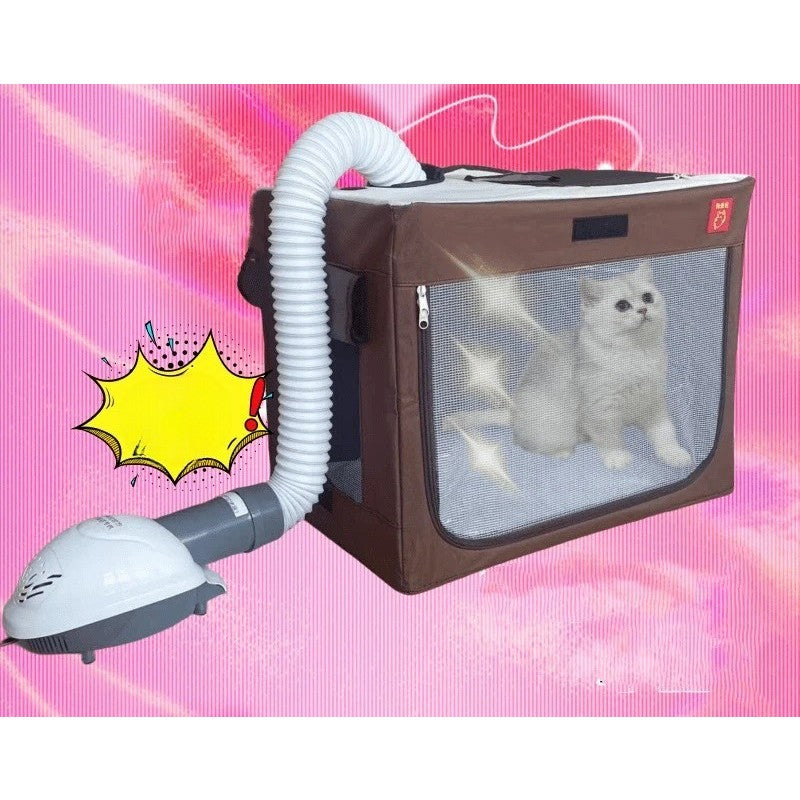 Cusca Animale pentru Uscare Blana, Vivimall, din Textil, Fereastra Transparenta, 53 x 36 x 42 cm, Maro - vivimall.ro