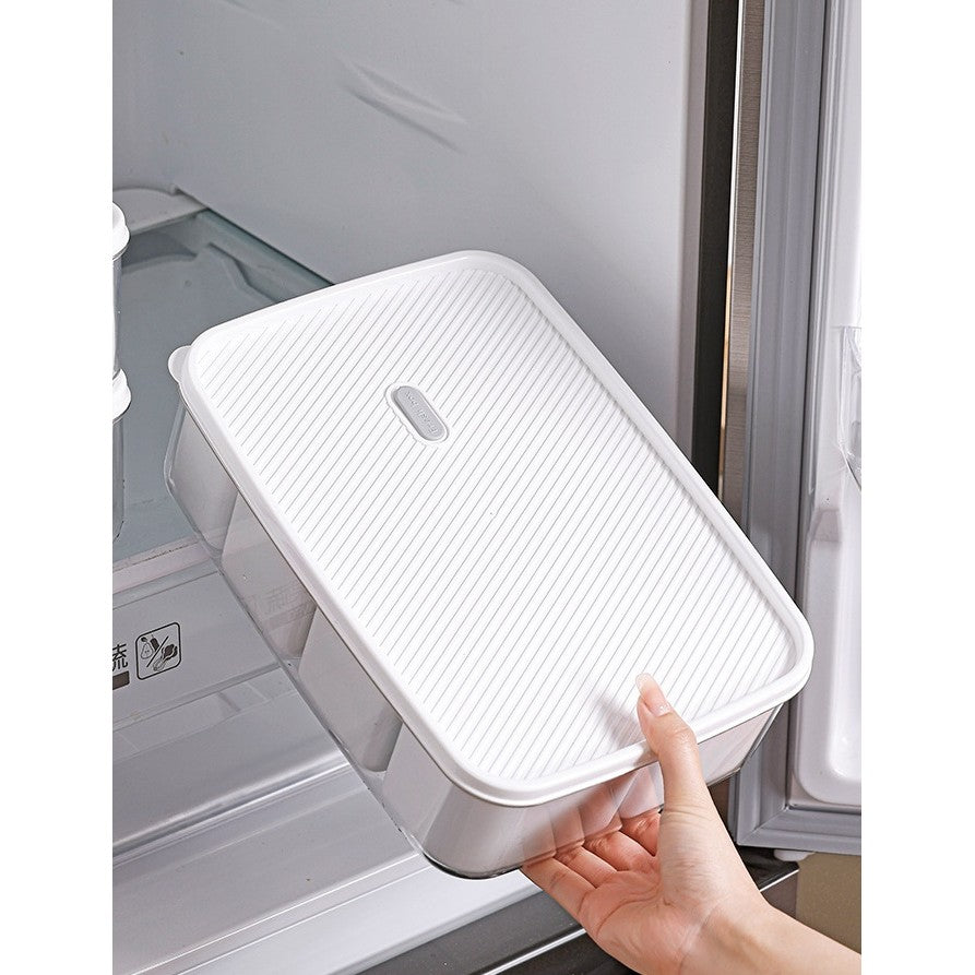 Cutie pentru Depozitare Alimente, Vivimall, 8 Compartimente cu Capac, Material PET+PP, 29 x 20 x 9 cm, Alb/Transparent - vivimall.ro