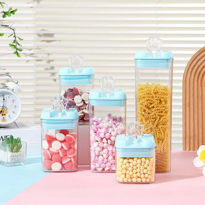 Cutie de Depozitare Alimente, Vivimall, 0.8L, Capac Albastru, din PP+PET, Inchidere Ermetica, 10 x 10 x 15.5 cm, Transparent - vivimall.ro