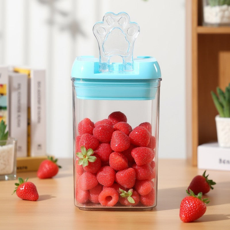 Cutie de Depozitare Alimente, Vivimall, 0.8L, Capac Albastru, din PP+PET, Inchidere Ermetica, 10 x 10 x 15.5 cm, Transparent - vivimall.ro