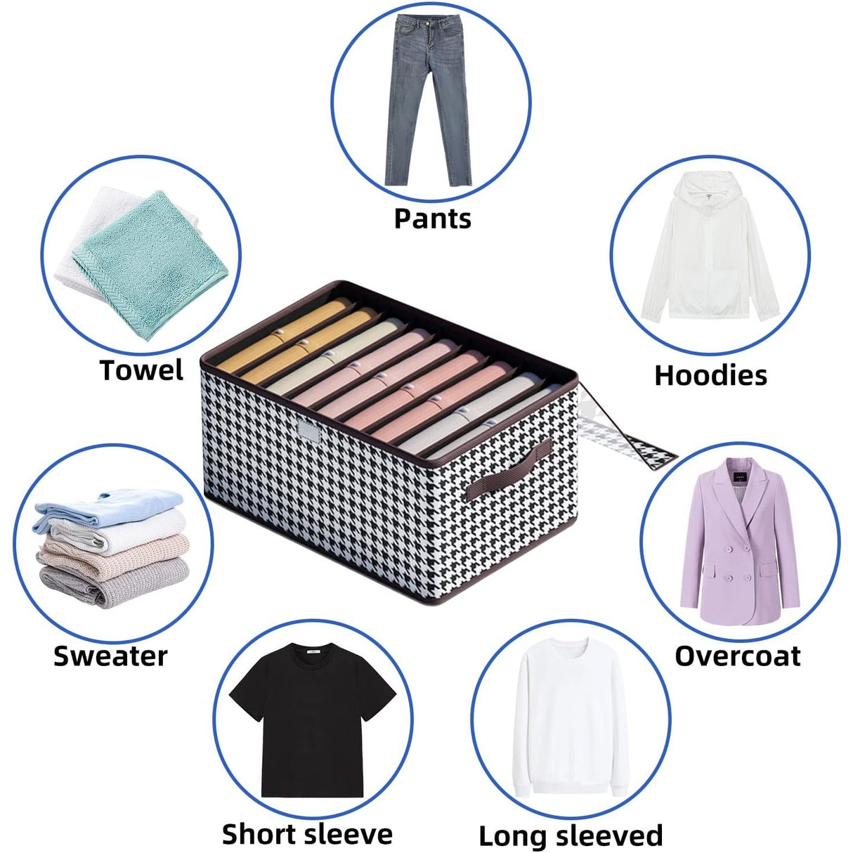 Cutie De Depozitare, Vivimall, Pentru Haine, Lenjerie, Sosete Si Sutiene, Material Textil, 9 Compartimente, 44x30x20 cm, Culoare Alb-Negru - vivimall.ro