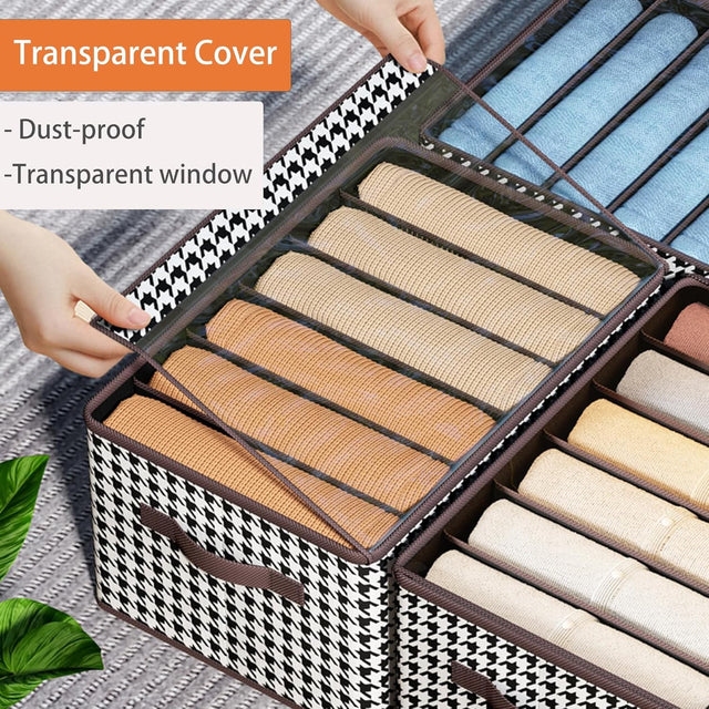 Cutie De Depozitare,  Pentru Haine, Lenjerie, Sosete Si Sutiene, Material Textil, 9 Compartimente, 44x30x20 cm, Culoare Alb-Negru - vivimall.ro