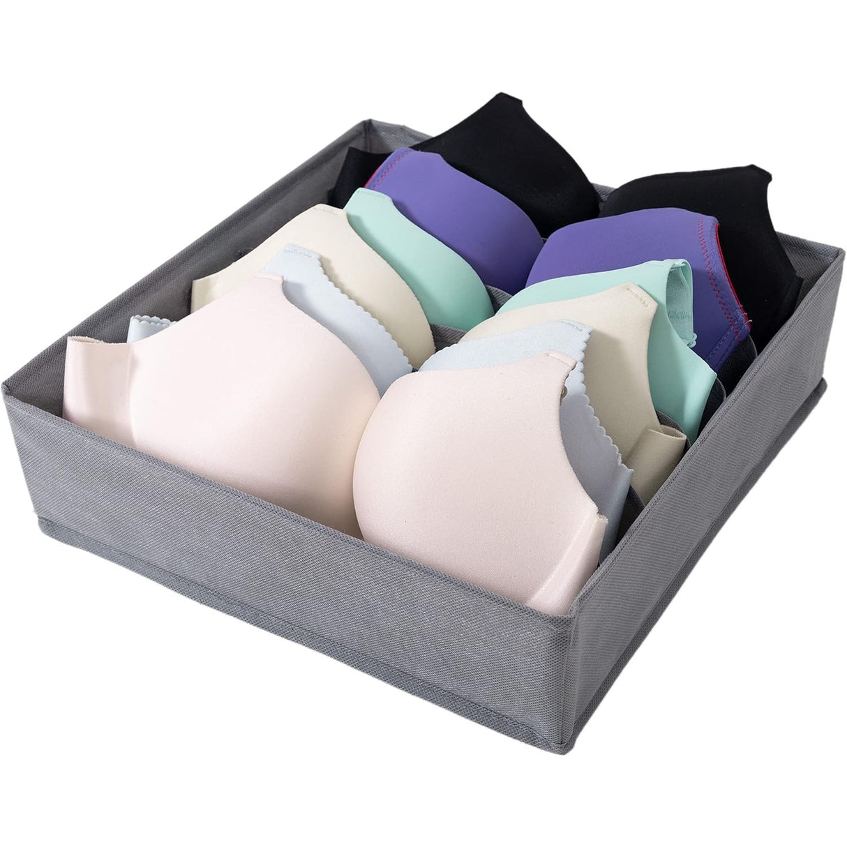 Cutie De Depozitare, Vivimall, Pentru Lenjerie, Sosete Si Sutiene, Material Textil, 7 Compartimente, 32 x 32 x 10 cm, Culoare Gri - vivimall.ro