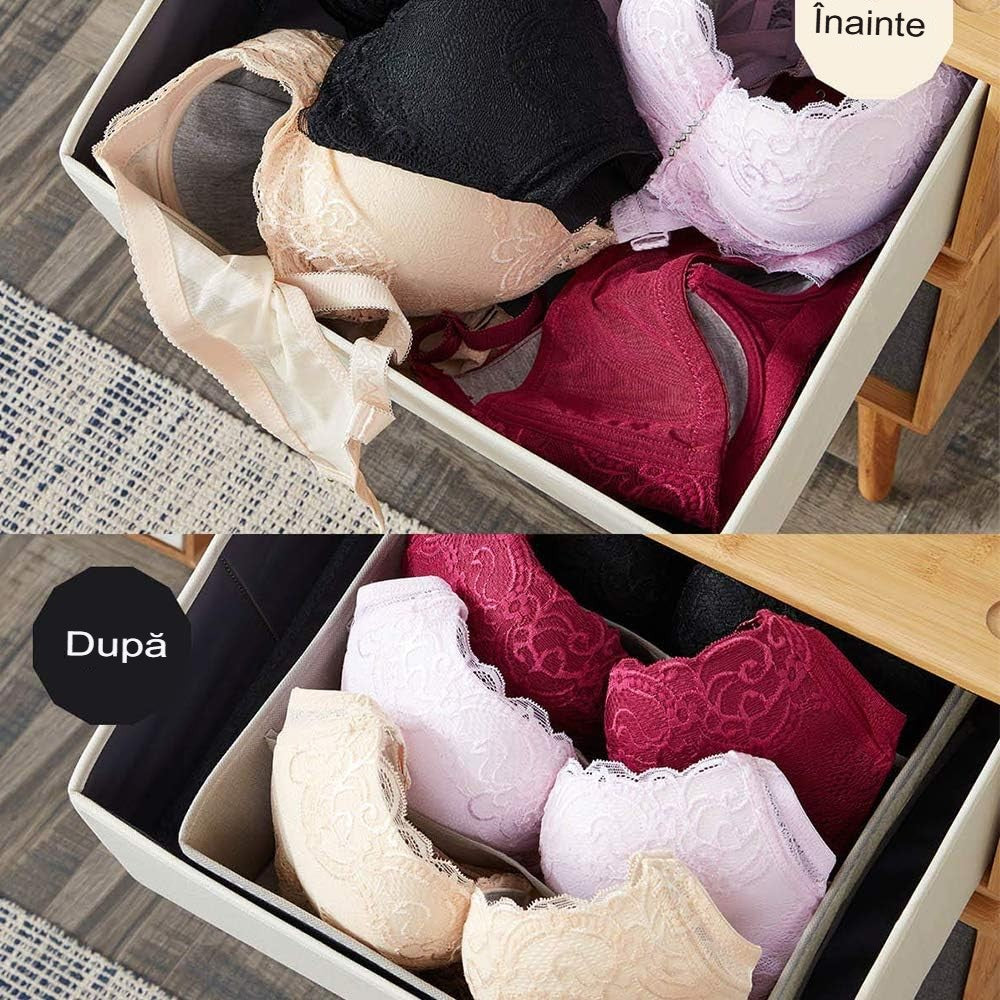 Cutie De Depozitare, Vivimall, Pentru Lenjerie, Sosete Si Sutiene, Material Textil, 7 Compartimente, 32 x 32 x 10 cm, Culoare Gri - vivimall.ro