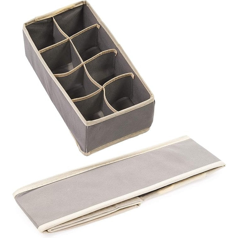Cutie De Depozitare, Vivimall, Pentru Lenjerie, Sosete Si Sutiene, Material Textil, 8 Compartimente, 32 x 16 x 10 cm, Culoare Gri - vivimall.ro