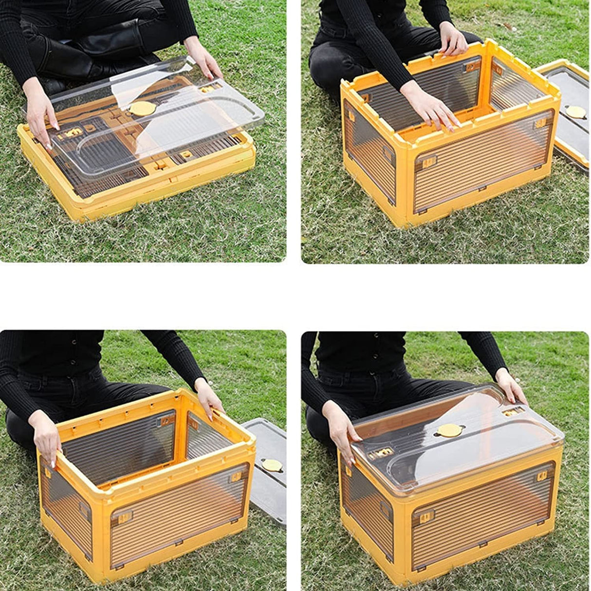 Cutie de depozitare pliabila, Vivimall, Cu capac, 29 L, Plastic, 40.5x29x24.5 cm, Albastru - vivimall.ro