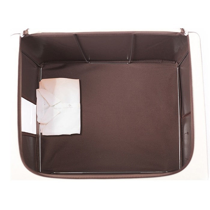 Cutie de Depozitare Pliabila, Vivimall, Cu Fereastra si Fermoar Dublu, 66 L, Textil Premium, 50x40x33 cm, Cadru Metalic, Impermeabila, Maro - vivimall.ro