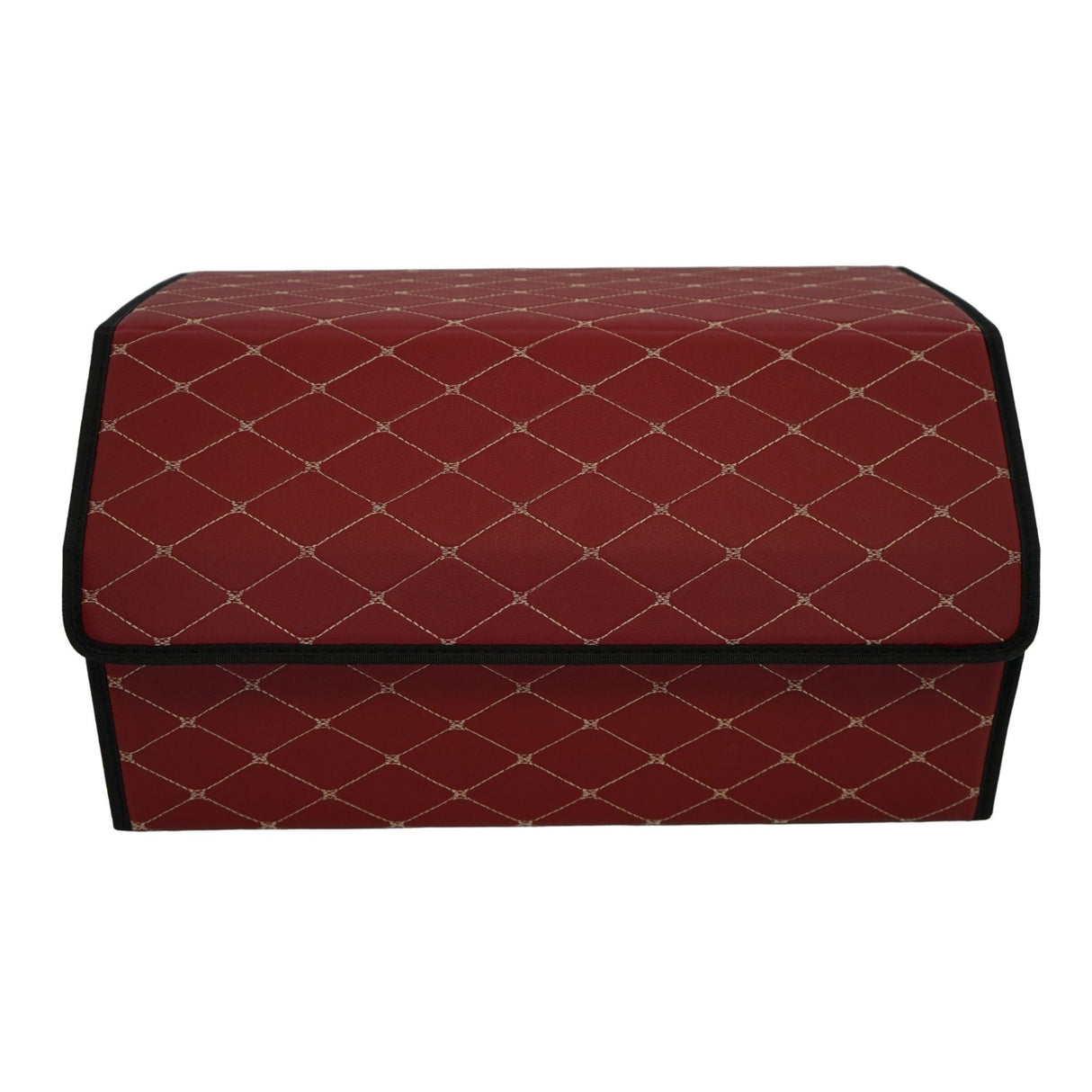 Cutie depozitare auto Flippy din piele ecologică bordo, vedere frontală, dimensiuni 55x30x30 cm