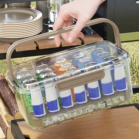 Cutie prânz portabilă cu separator gheață, Gri | FreshBox - vivimall.ro