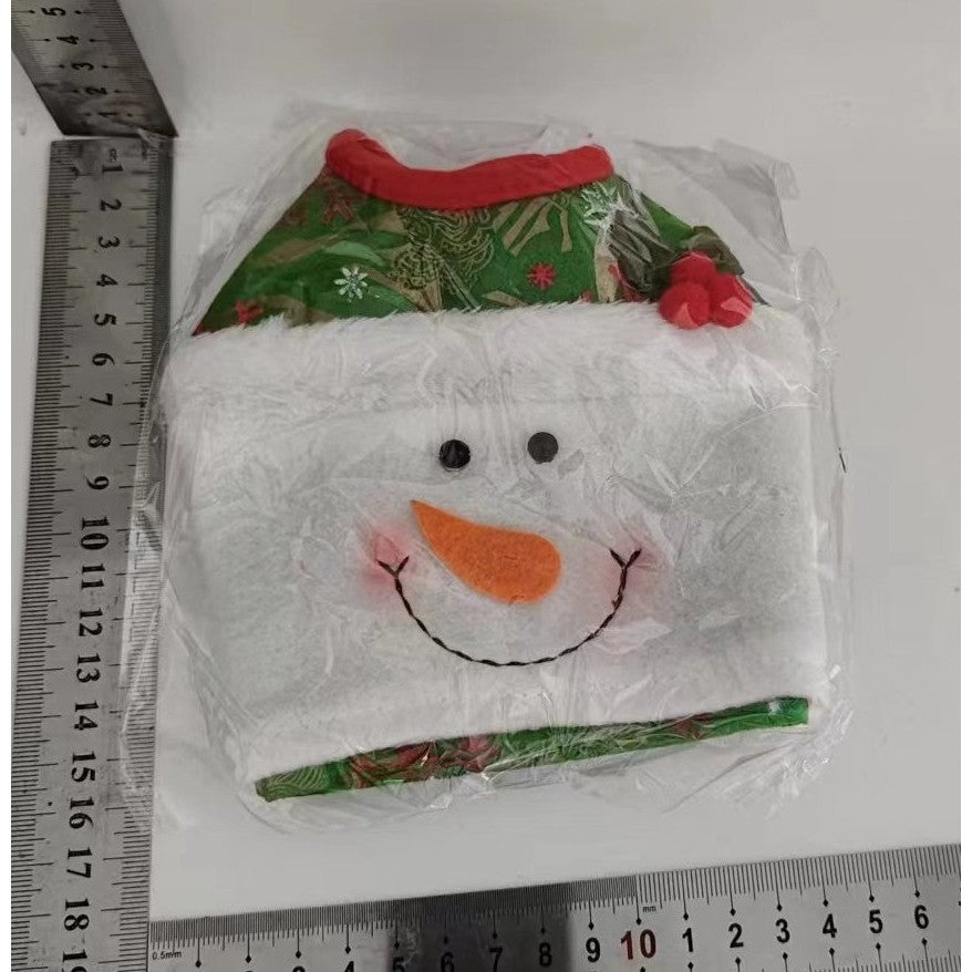 Cutie Decorativa pentru Servetele, Vivimall, Model Om de Zapada, Tematica Craciun, 16 x 10 cm, Verde - vivimall.ro