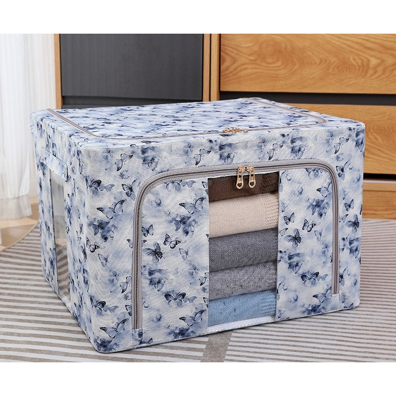 Cutie Depozitare, Vivimall, 66L, din Material Textil, 50 x 40 x 33 cm, pentru Haine si Lenjerii, Model Fluturasi, Albastru - vivimall.ro