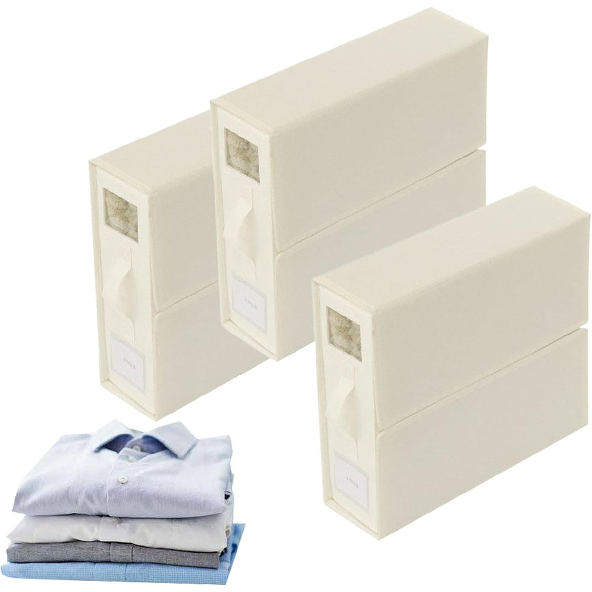 Cutie Depozitare Lenjerii de Pat, Vivimall, Pliabila, Capacitate 18l, 38x33x12 cm, din Panza Oxford cu PP Incorporat, Fereastra Vizibila, Alb Ivoir - vivimall.ro