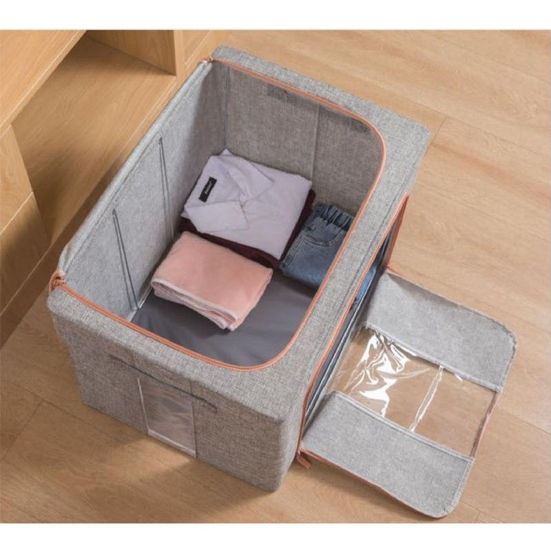 Cutie De Depozitare, Pliabilă, Cu Fermoar, Textil, Cadru Metalic, Suport Bază Stabil, Din Plastic - vivimall.ro