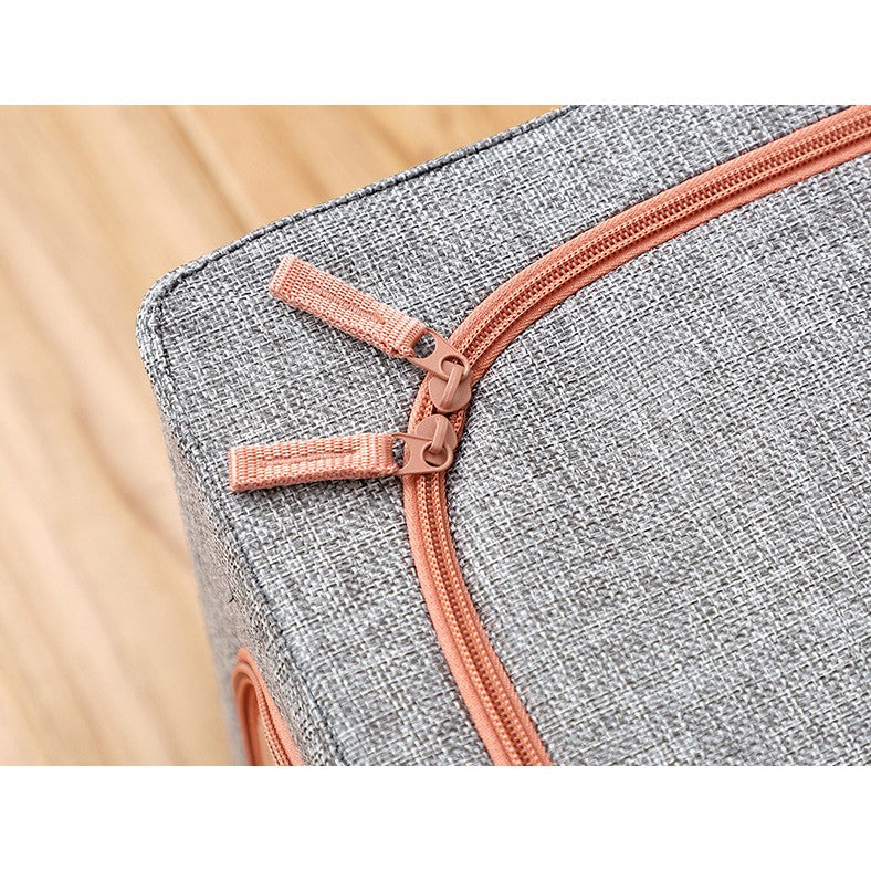 Cutie De Depozitare, Pliabilă, Cu Fermoar, Textil, Cadru Metalic, Suport Bază Stabil, Din Plastic - vivimall.ro