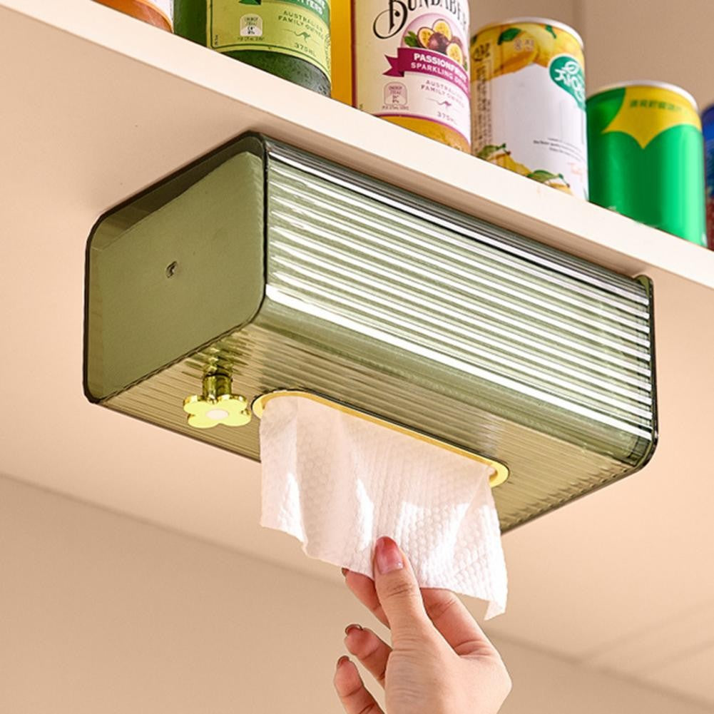 Cutie suport servetele eleganta Vivimall, cu montare pe perete sau dulap, material plastic dur, 21.3 x 8.7 x 12 cm, verde - vivimall.ro